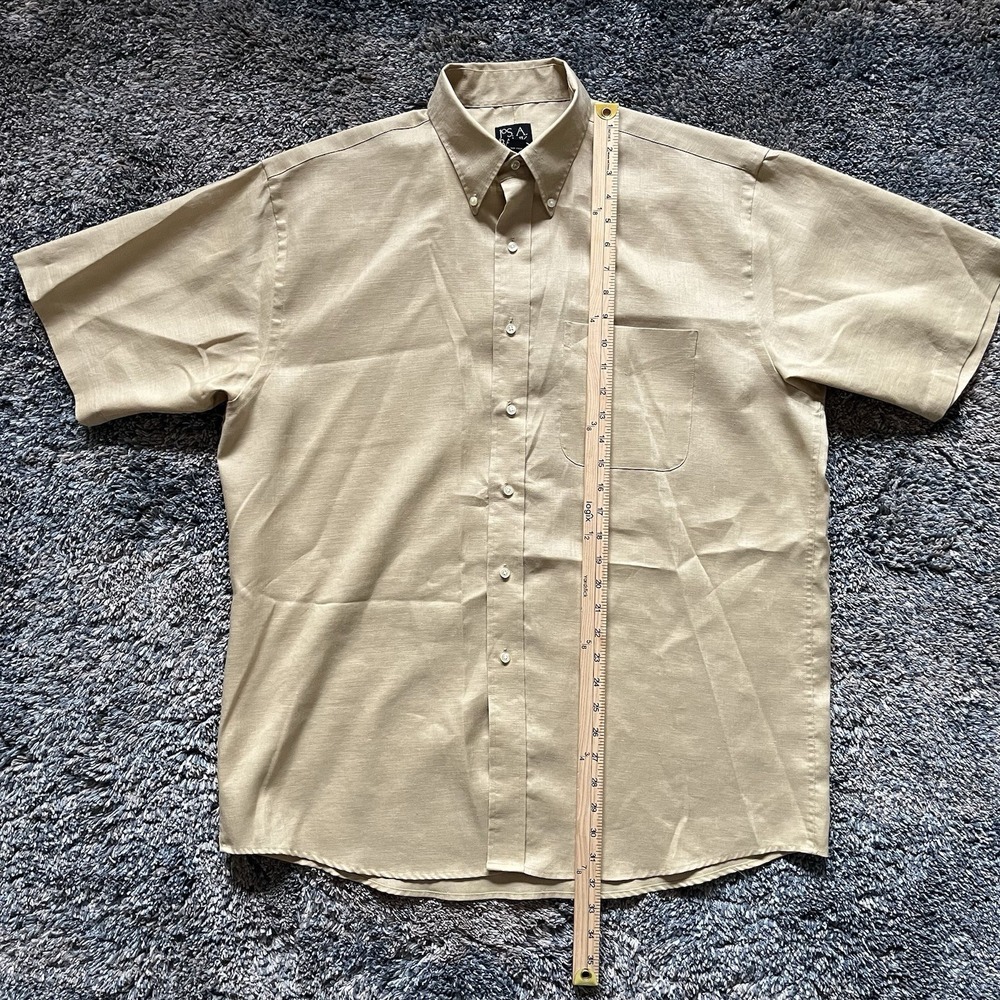 Jos A Bank 100% Linen Travelers Short Sleeve Button Shirt Men's Large - Beige - Picture 2 of 6